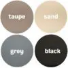 taupe sand grey black are colours for wipeable starps