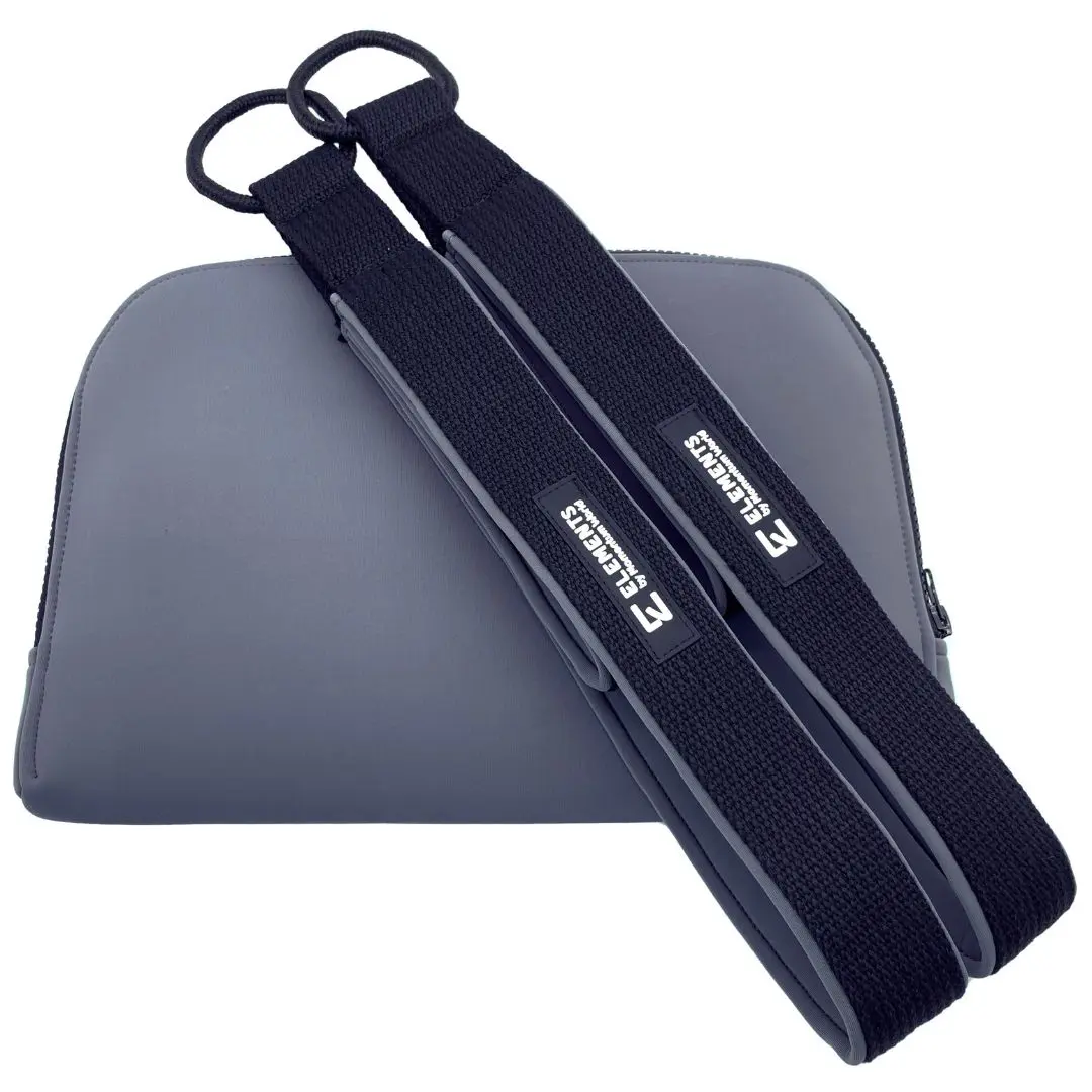 ELEMENTS-Grey_Zip-Pouch-Neoprene Black and Grey Pilates Double Loops and Grey Zip Pouche