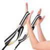 Pilates Double Loop Straps in use, black and white with beige neoprene lining