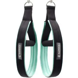 ELEMENTS Pilates Loop Roll Straps, black ribbon with turquoise cotton mix lining