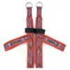 A pair of foot Y straps for Pilates in orange colour