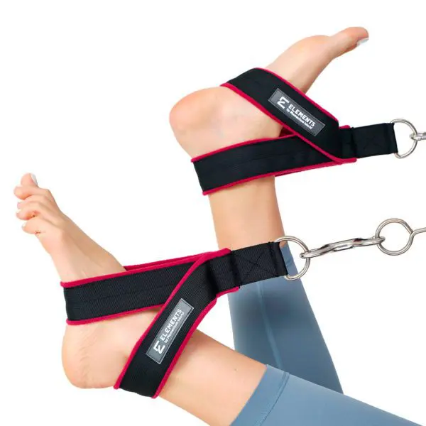 ELEMENTS Small Double Loop Straps, in use, black with pink fleece lining
