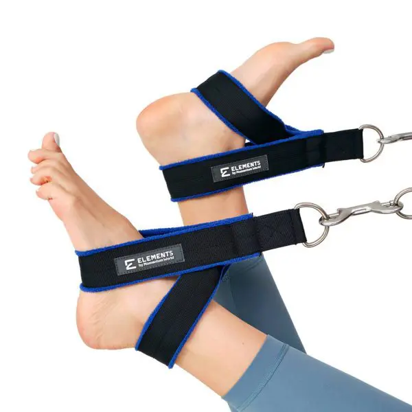 ELEMENTS Small Double Loop Straps, in use, black with blue fleece lining