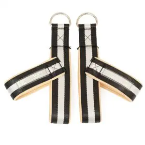 ELEMENTS Small Y loop straps wide for Pilates and Gyrotonic method black and white with beige neoprene lining