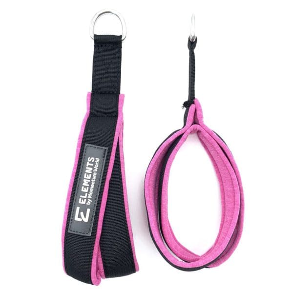 ELEMENTS Small Double Loop Straps for Pilates and GYROTONIC® baby pink with black ribbon and pink cotton-mix lining