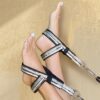 ELEMENTS® Foot Y loop Straps narrow mirage gold in use on the feet on a pilates reformer