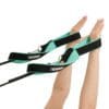 ELEMENTS Pilates Double Loop Straps in use, black and turquoise cotton mix lining