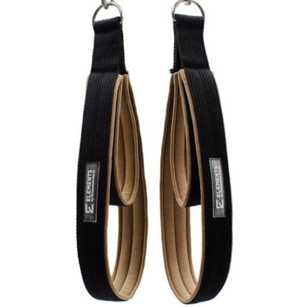 ELEMENTS Pilates Double Loop Straps black with beige cotton mix lining