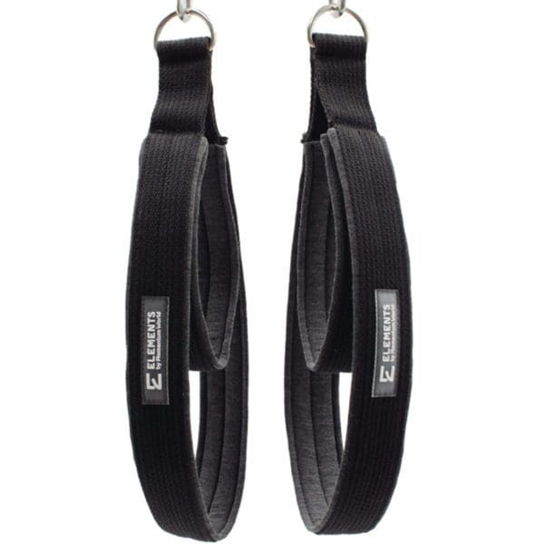 ELEMENTS Pilates Double Loop Straps black with grey cotton mix lining