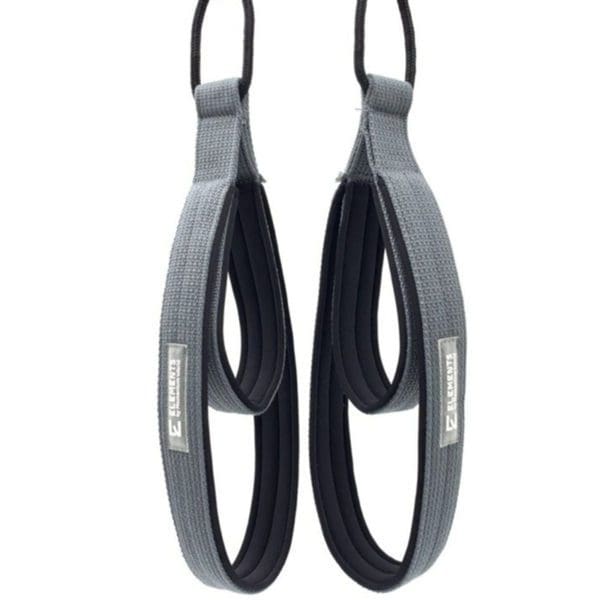 ELEMENTS Pilates Double Loop Straps grey ribbon with black neoprene lining and rope connection