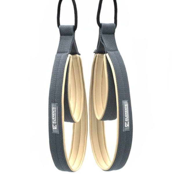 ELEMENTS Pilates Double Loop Straps grey ribbon with beige neoprene lining and rope connection