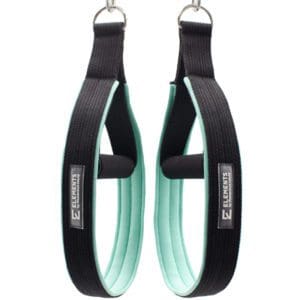 ELEMENTS Pilates Loop Roll Straps, black ribbon with turquoise cotton mix lining