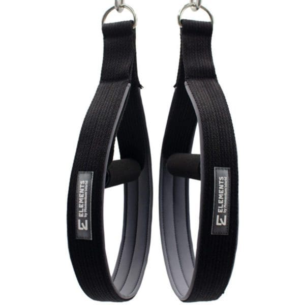 ELEMENTS Pilates Loop Roll Straps, black ribbon with grey neoprene lining