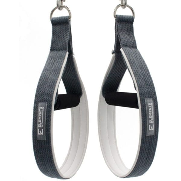 ELEMENTS Pilates Loop Roll Straps, grey ribbon with white neoprene lining