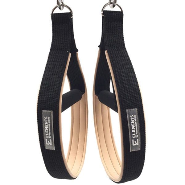 ELEMENTS Pilates Loop Roll Straps black ribbon with beige colour neoprene lining with D ring connection