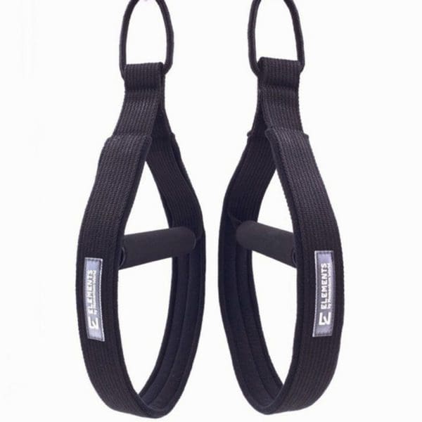 ELEMENTS Pilates Loop Roll Straps black ribbon with black colour fleece lining with rope connection
