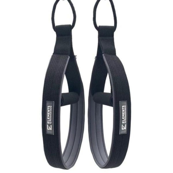ELEMENTS Pilates Loop Roll Straps Black with grey Neoprene Lining and Rope Connection