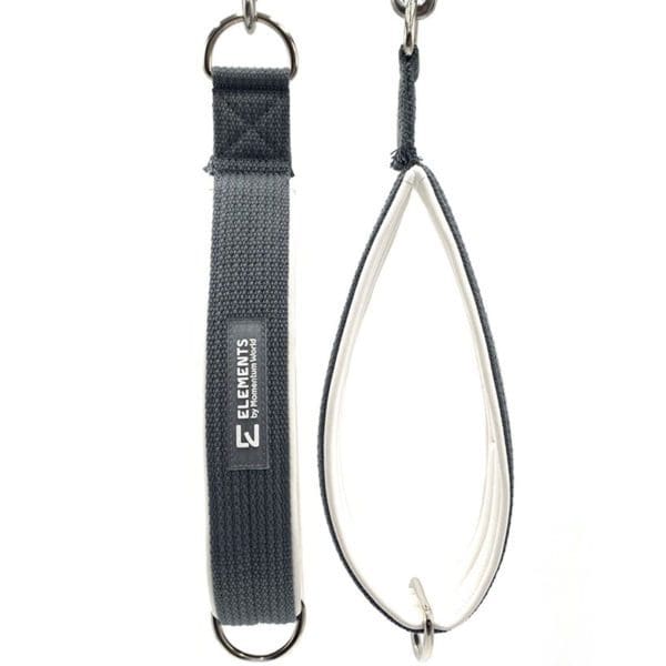 ELEMENTS Pilates Single Loop Straps grey ribbon with white neoprene 2 D rings