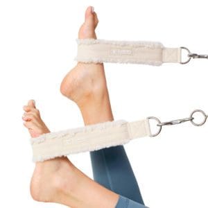 Pilates Single Loop Straps, ivory faux fur in use