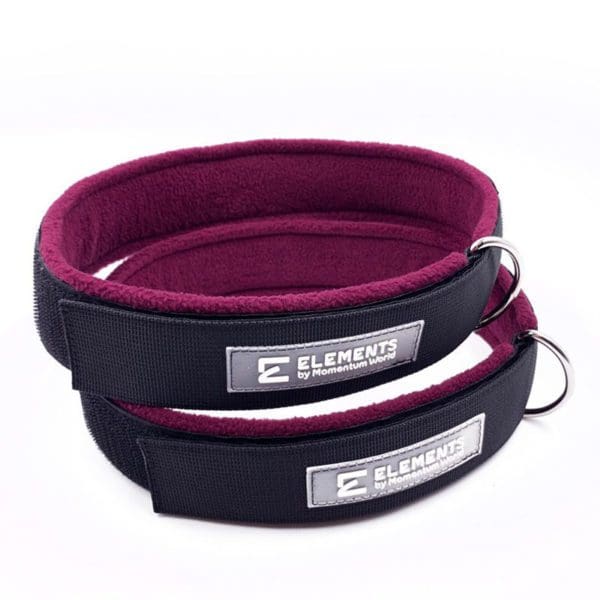 Pilates thigh cuffs, purple, fleece lining, brand ELEMENTS