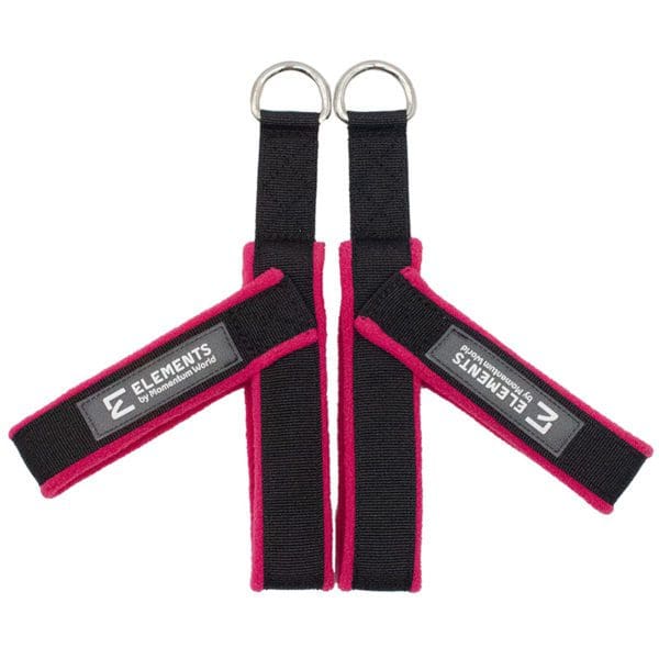ELEMENTS Small Y loop straps for Pilates and Gyrotonic method black with pink fleece lining